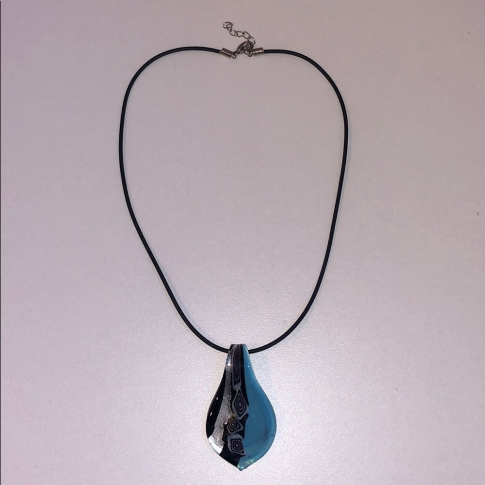 Beautiful necklace with multi-color glass pendant